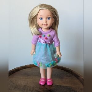 American Girl Wellie Wishers Doll Camille Blue Eyes Blonde Hair 14" PomPom